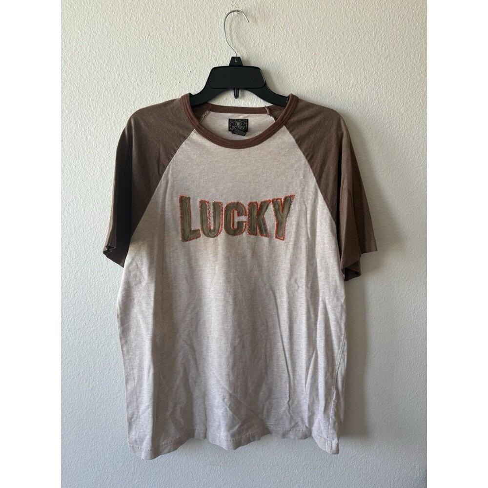 Lucky Brand Men's Short Sleeve T-Shirt Tan And Brown Size Medium